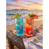 Hubby Chef Marin Kırılmaz Usturmaça Desenli Votka & Gin Kokteyl Bardağı 2'li Set - Tekne Tipi Highball Bardak - Şeffaf