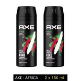 Hubrendy Tedarik 2 Adet Axe Africa Erkek Deodorant Sprey 150 Ml