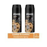 Hubrendy Tedarik 2 Adet Axe Erkek Sprey Deodorant Leather & Cookies 48 Saat Etkileyeci Koku 150 Ml