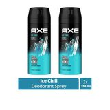 Hubrendy Tedarik 2 Adet Axe Ice Chill Erkek Deodorant Sprey 150 Ml