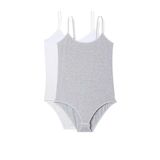 Hubrendy Tedarik 2 Adet İp Askılı Kadın Çıtçıtlı Body Beyaz Ve Gri
