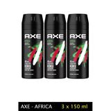 Hubrendy Tedarik 3 Adet Axe Africa Erkek Deodorant Sprey 150 Ml