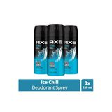 Hubrendy Tedarik 3 Adet Axe Ice Chill Erkek Deodorant Sprey 150 Ml