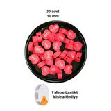 Hubrendy Tedarik 30 Adet 10 Mm Polimer Kil Fimo Boncuk Takı Bileklik + 1 Metre Lastikli Misina Hediye - Kalp Love