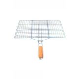 Hubrendy Tedarik Ahşap Saplı Mangal Izgarası Galvanizli Paslanmaz Kafes Demir 25 X 40 Cm