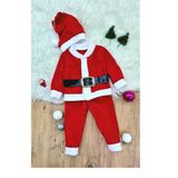 Hubrendy Tedarik Erkek Çocuk Noel Baba Yılbaşı Kostümü Şapkalı Kemerli Bebek Kostümü