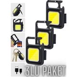 Hubstein 3 Adet LED Anahtarlıklı Metal Kasa El Feneri Şişe Açacağı Usb’li Şarj Edilebilir Cep Boy Cob 800MAH FW-14-3AD