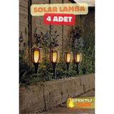 Hubstein 4 Adet Alev Efektli Meşale Solar LED Güneş Enerjili Bahçe Lambası Aydınlatması Armatür 50 cm