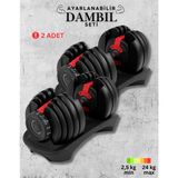 Hubstein Ayarlanabilir Dambıl Seti 2 Adet - 24 kg Döküm Malzeme ile Dayanıklı ve Ergonomik