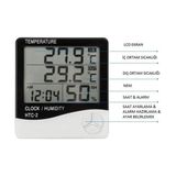 Hubstein Htc-2 Masa Termometre Dijital Nem Ölçer Sıcaklık Isı Alarm + Pil