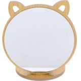 Hubstein Kedi Ayna Ahşap Standlı Masa Üstü Makyaj Aynası Make Up 19 cm