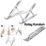 Hubstein Laptop Stand Macbook Notebook Katlanabilir Taşınabilir Metal Standı,taşınabilir Laptop Standı - Gümüş