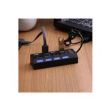 Hubstein Usb 4 Port Hub Çoklayıcı Çoğaltıcı 4 Lü Usp Pc Kablosu Ledli Işıklı Anahtarlı 2.0 Swıtch-A10