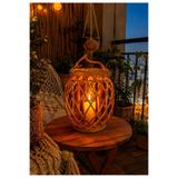 HÜCO BAZAAR Dekoratif Hediyelik 25 Cm Bambu Rattan Şık Mumluk/Şamdan Ev Ofis Yazlık Bahçe