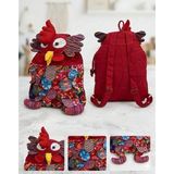 Hüco Bazaar Otantik Bohem Patchwork Baykuş Desenli Şık Bez Çanta - Kırmızı