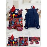 Hüco Bazaar Otantik Bohem Patchwork Baykuş Desenli Şık Bez Çanta - Lacivert