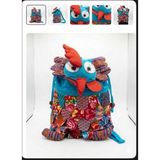Hüco Bazaar Otantik Bohem Patchwork Baykuş Desenli Şık Bez Çanta - Mavi