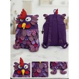 Hüco Bazaar Otantik Bohem Patchwork Baykuş Desenli Şık Bez Çanta - Mor