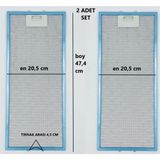 Huda White Daisy Alüminyum Yağ Filtresi 2 Adet Set 20,5 X47,4 cm Aspiratör & Davlumbaz İçin Yıkanabilir