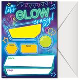 Hudson Party Supplies Karanlıkta Parlayan Zarflı Doğum Günü Davetiyeleri - (20'li Paket) - Kızlar, Erkek Çocuklar, Küçük Çocuklar ve Daha Fazlası için Neon Davetiyeleri. Karanlıkta Parlayan Malzemeleri. Tarzınızı Doldurma