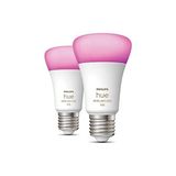 Hue Beyaz ve Renkli Ambiyans, E27 Akıllı LED Ampul, 75W Eşdeğeri, 75W, 1100 Lümen, Bluetooth Uyumlu, 2'li Paket, Alexa, Asistan ve Homekit ile Çalışır, Renkli Beyaz - 0,5 W - Altın