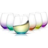 Hue Stemless Şarap Kadehi Seti. Büyük, 15 Oz, Sapsız, 6'li Set Beyaz Şarap, Kırmızı Şarap, - Çok Renkli - Standart