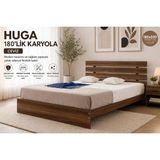 Huga Ahşap Karyola, Ceviz, Ölçü Seçenekleri - 180 x 200 cm