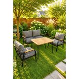 Huga Metal Alya Bahçe Takımı, GÜNEŞE DAYANIKLI KUMAŞ Balkon Mobilyası, Koltuk Takımı, Cafe Mobilyası 2 1 1 50x80 Masalı