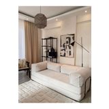 Huga Metal Relax 200cm Kanepe, Fitilli Kadife, Yıkanır, Silinir, Dinlenme Koltuğu, Yatak Olabilen, Krem