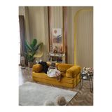 Huga Metal Relax 90x200 cm Dinlenme Koltuğu Yatak Olabilen Kanepe Rahat Kanepe Fitilli Kadife - Hardal