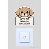Huggy Craft Lütfen Zile Basmayınız Bebek Uyuyor Sevimli Köpek Sticker Kapı Zili Etiketi