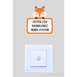 Huggy Craft Lütfen Zile Basmayınız Bebek Uyuyor Şirin Tilki Sticker Kapı Zili Etiketi