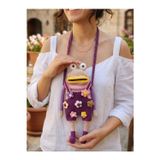 Huggy Craft Özel Tasarım Amigurumi Örgü Kurbağa Figürlü Telefon Çantası Ve Askılığı