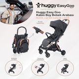 Huggy Easy Go Kabin Boy Otomatik Katlanır Bebek Arabası - Siyah