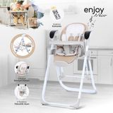 Huggy Enjoy Bej Katlanabilir Mama Sandalyesi 0-3 Yaş İçin Kumandalı Otomatik Bebek Salıncağı
