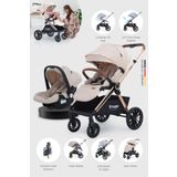 Huggy Mate 5 in 1 Extra Parlak Çift Yönlü Bej Travel Bebek Arabası