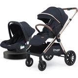 Huggy Mate 5 in 1 Extra Parlak Çift Yönlü Siyah Travel Bebek Arabası