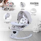 Huggy Rockie Yenidoğana Uygun Hareket Sensörlü Kumandalı Bluetooth Müzikli Mama Tepsili Ana Kucağı - Gri