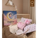 Huglette Hera - Yenidoğan Hediye Seti – Müslin Örtü + Body + Patik + Emzik Tutucu – Baby Gift - Pembe - 0 - 3 Ay