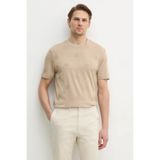 Hugo Boss BOSS Regular Fit Yuvarlak Yaka Monogram Logo İşlemeli %100 Pamuklu Kısa Kollu T-Shirt, L, 50532753, Bej, Erkek