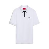 HUGO Erkek Dalomino polo tişört, pamuk pike, kontrast logolu, Beyaz 100., S