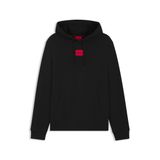 HUGO Erkek Daratschi214 kapüşonlu sweatshirt, pamuk terry malzemeden, kırmızı logo etiketli, siyah 1, M