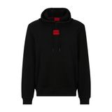 HUGO Erkek Daratschi214 kapüşonlu sweatshirt, pamuk terry malzemeden, kırmızı logo etiketli, siyah 1, XL
