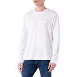 HUGO Erkek Derol22 uzun kollu tişört, pamuk jarse, logo baskılı, Beyaz 100, XL