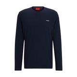 HUGO Erkek Derol22 uzun kollu tişört, pamuk jarse, logo baskılı, Koyu Mavi 405, XL