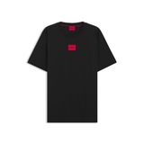 HUGO Erkek Diragolino212 Regular Fit tişört, pamuktan kırmızı logo etiketli, siyah 1, XL