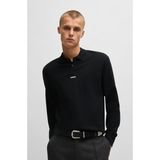 HUGO Erkek Polo Yaka Uzun Kollu Pamuklu Rahat Kesim Siyah Polo Yaka T-Shirt -001 50528358