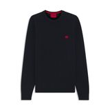 HUGO Erkek San Cassius-C1 kazak organik pamuktan kırmızı logo etiketli, Navy410, XL