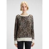 Hugo Kahverengi Kadın Bisiklet Yaka Standart Fit Leopar Desenli Kazak 50548255 - M