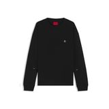 HUGO Rahat Kalıp Yuvarlak Yaka Logo Kabartmalı Pamuklu Uzun Kollu Sweatshirt, XL, 50542593, Siyah, erkek
